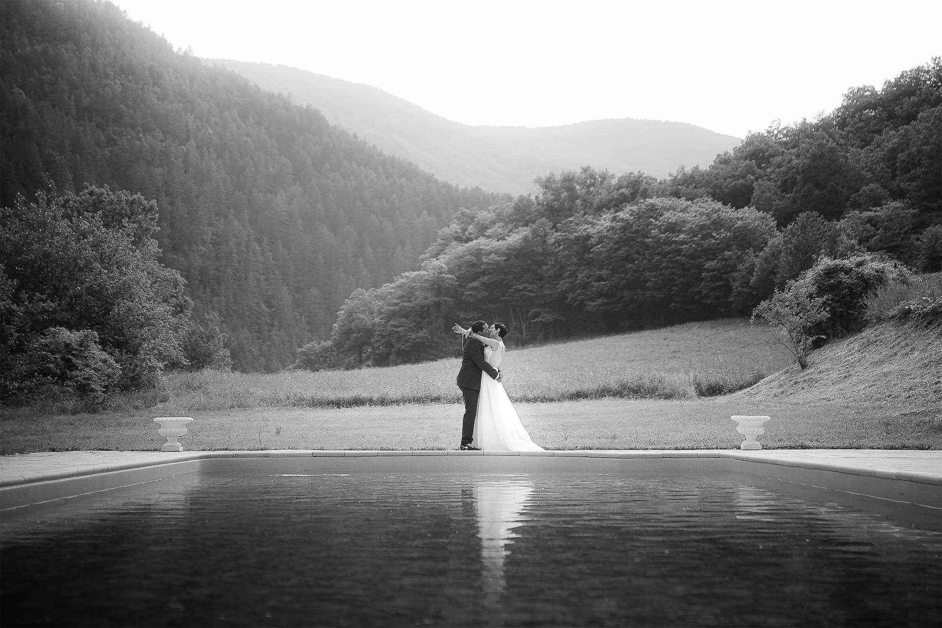 Bride and groom at a destination wedding in the South of France